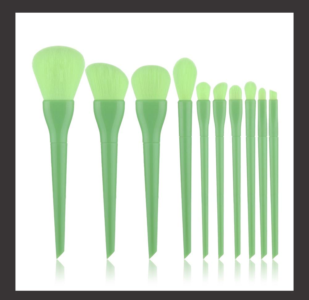 Candy Color Natural Fiber Makeup Brushes 10 Pcs Set