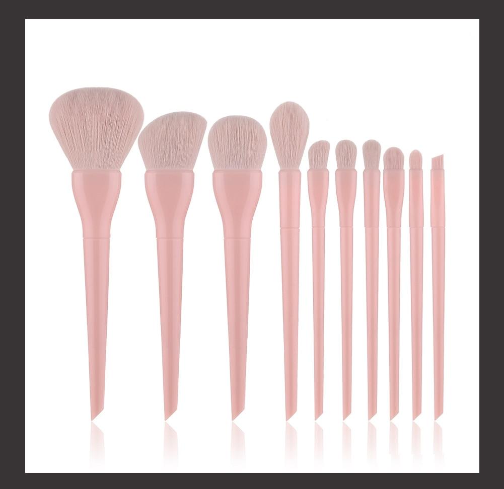 Candy Color Natural Fiber Makeup Brushes 10 Pcs Set