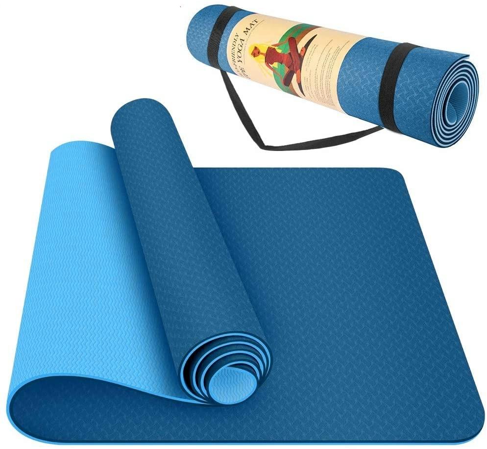 TAPIS YOGA PILATES TPE bicolore antidérapant avec housse de protection LIVRAISON EN FRANCE