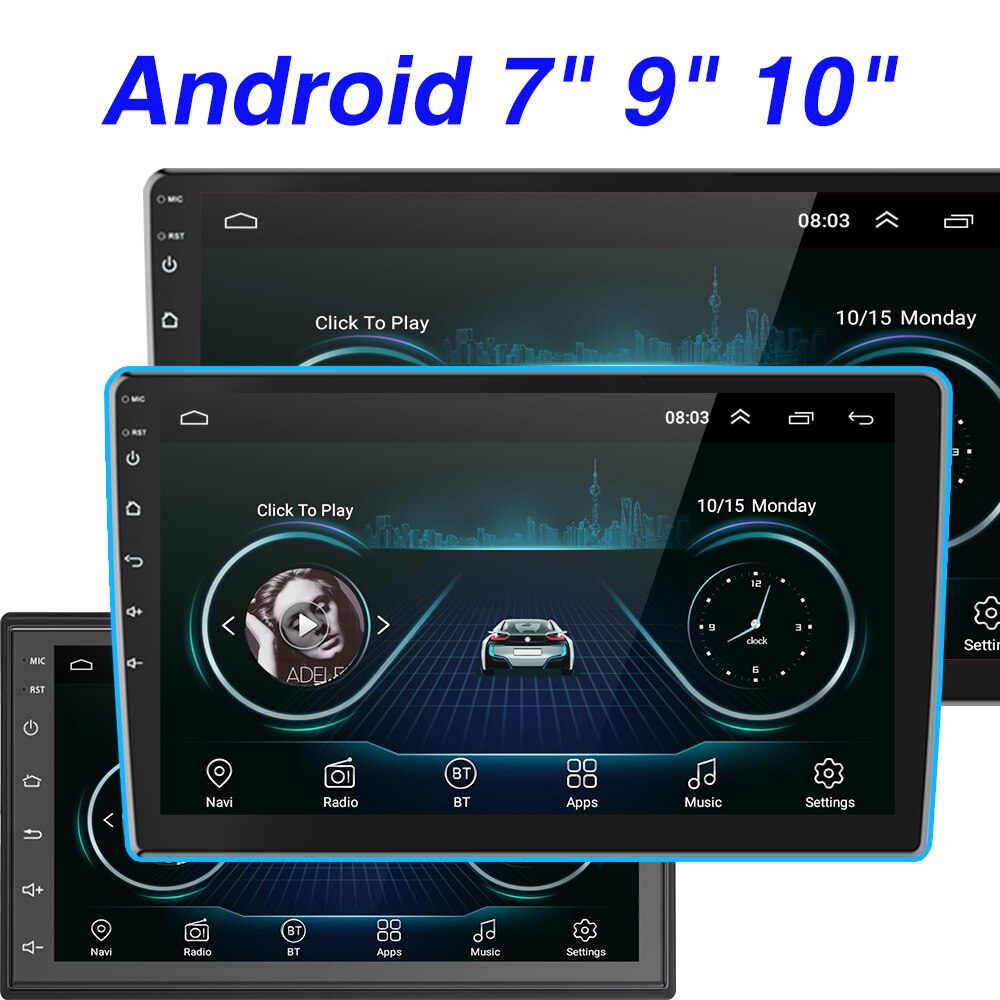 Podofo – Autoradio avec lecteur multimédia 10.1 « /9″/7 « , Android, 2din, Audio stéréo, BT, pour Toyota, Volkswagen, Hyundai, Kia