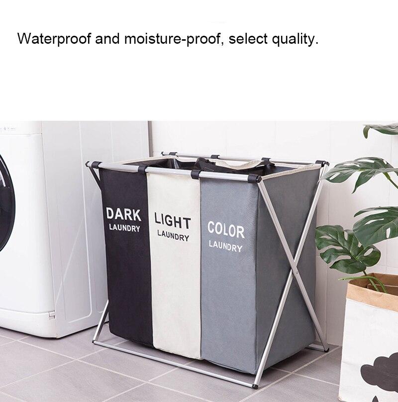 Panier de rangement pour vêtements sales, panier de rangement à trois grilles pliable, grand panier à linge étanche pour la maison Panier de rangement pour vêtements sales, panier de rangement à trois grilles pliable, grand panier à linge étanche pour la maison