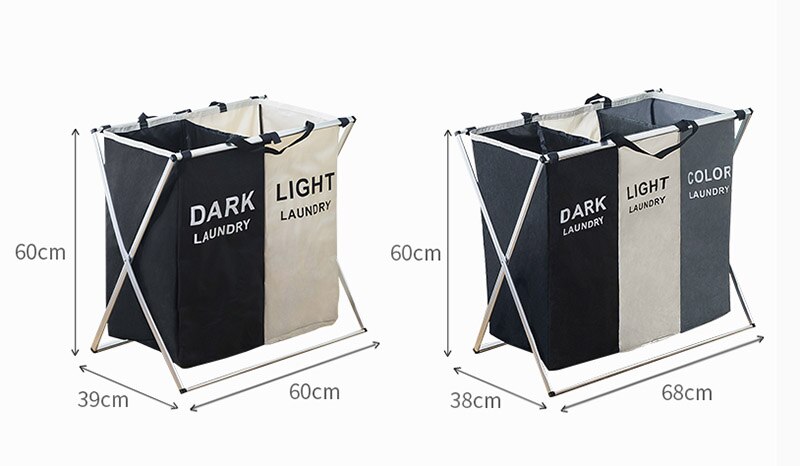 Panier de rangement pour vêtements sales, panier de rangement à trois grilles pliable, grand panier à linge étanche pour la maison Panier de rangement pour vêtements sales, panier de rangement à trois grilles pliable, grand panier à linge étanche pour la maison