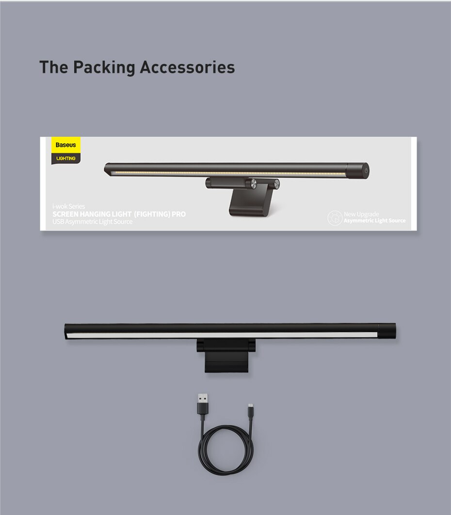 Baseus – lampe LED pour écran d'ordinateur, barre suspendue pour moniteur PC, veilleuse USB à gradation continue Baseus – lampe LED pour écran d'ordinateur, barre suspendue pour moniteur PC, veilleuse USB à gradation continue