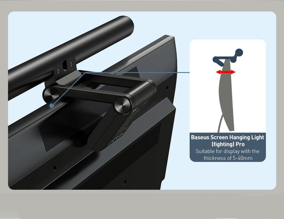 Baseus – lampe LED pour écran d'ordinateur, barre suspendue pour moniteur PC, veilleuse USB à gradation continue Baseus – lampe LED pour écran d'ordinateur, barre suspendue pour moniteur PC, veilleuse USB à gradation continue