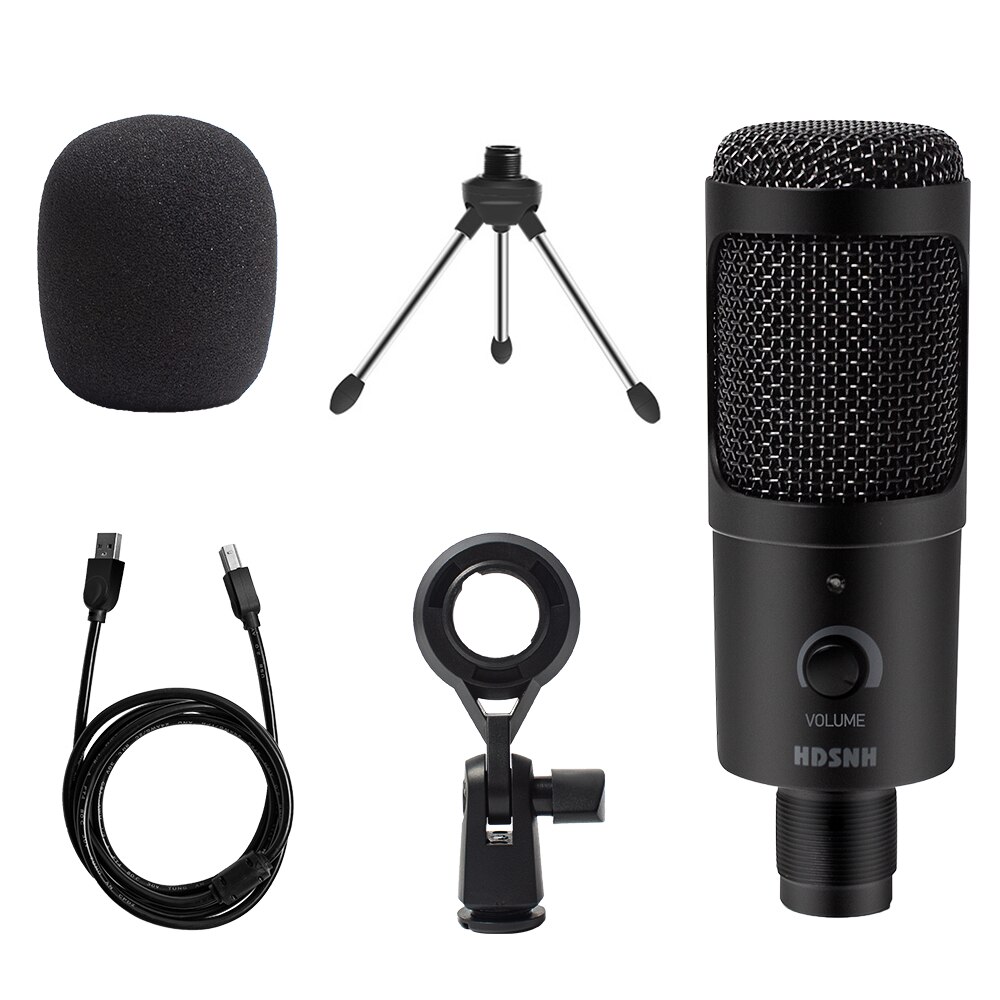 Microphone d'enregistrement à condensateur USB D80, avec support et anneau lumineux, pour PC, karaoké, Podcasting, Youtube