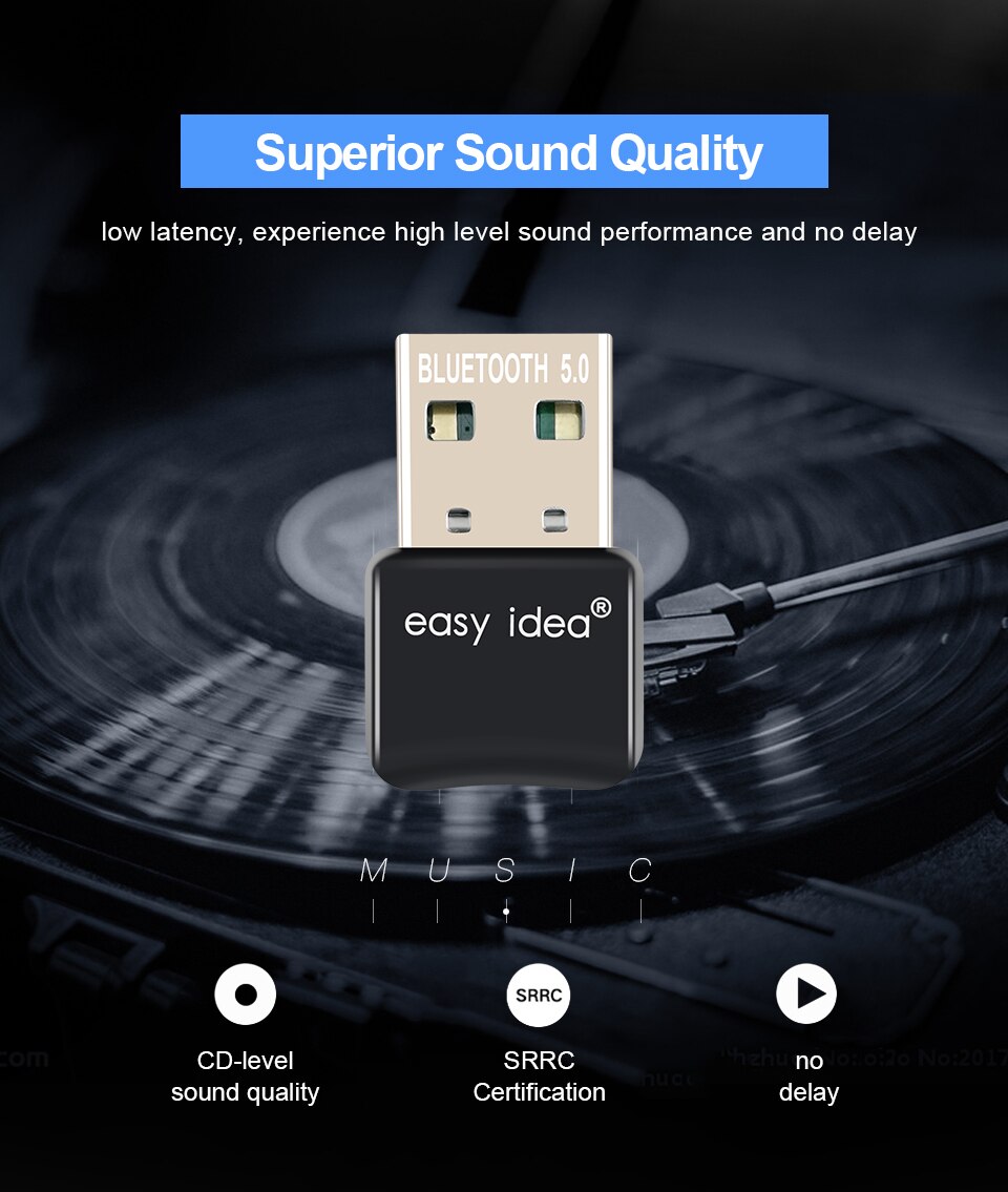 Mini adaptateur USB, récepteur/transmetteur audio sans fil, Bluetooth /5.0, dongle 4.0 pour ordinateur