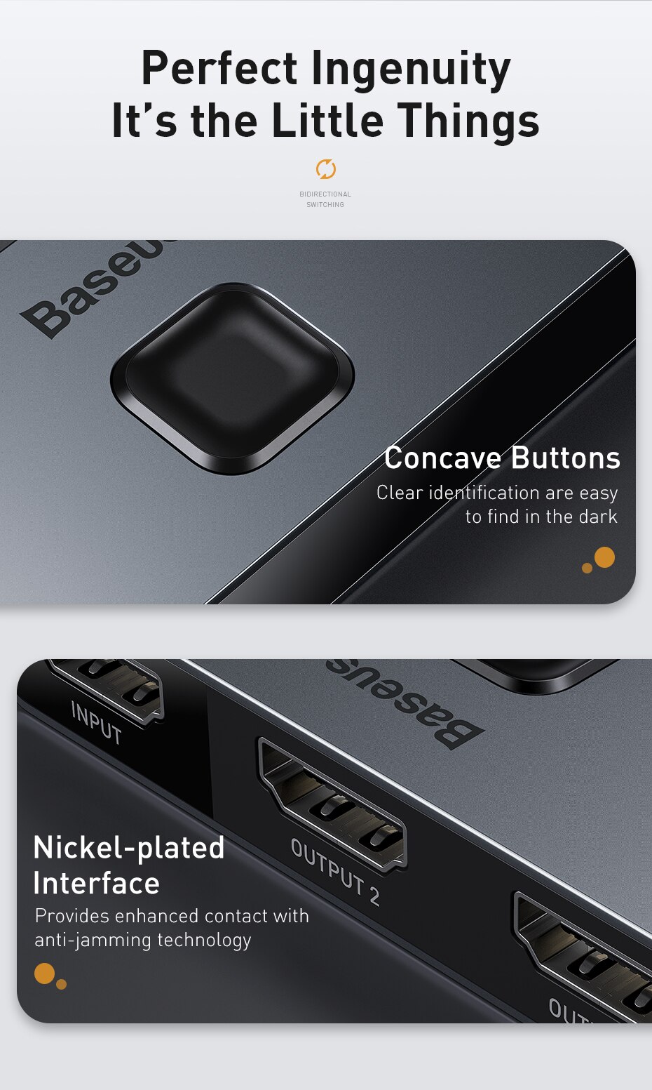 Baseus – commutateur 4khd 2 en 1 4K, adaptateur bidirectionnel, convertisseur séparateur, compatible HDMI, pour PS4, boîtier TV, PC