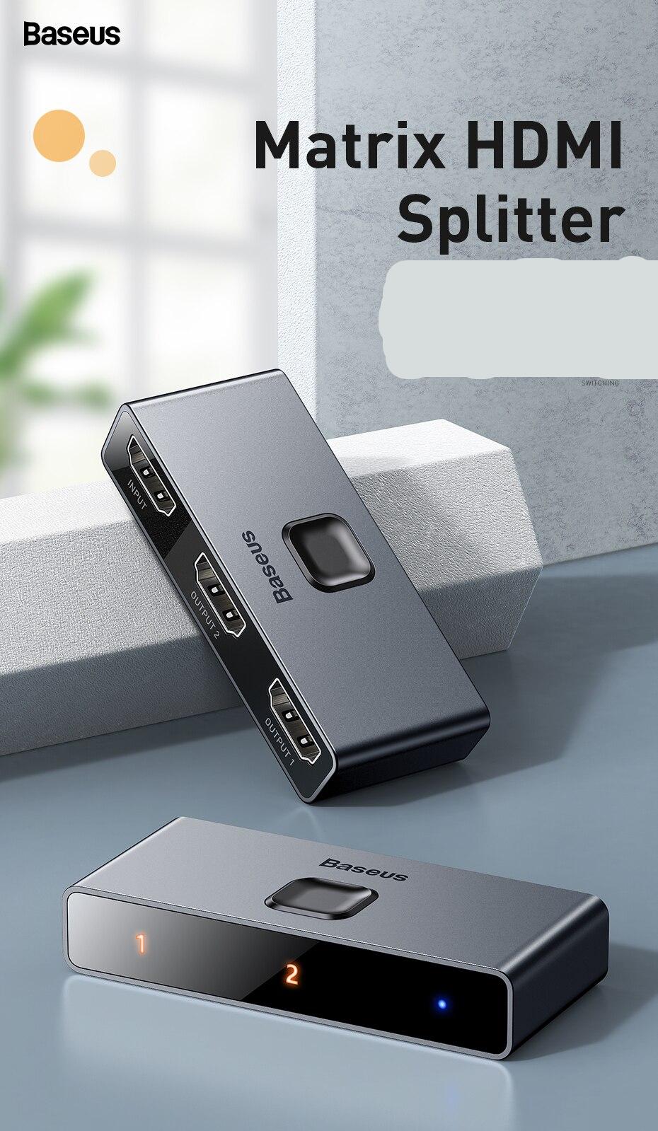 Baseus – commutateur 4khd 2 en 1 4K, adaptateur bidirectionnel, convertisseur séparateur, compatible HDMI, pour PS4, boîtier TV, PC