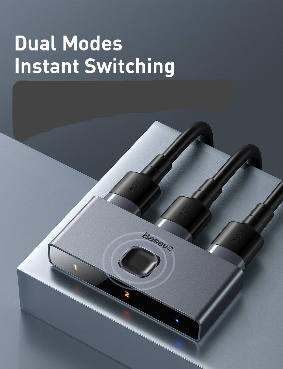 Baseus – commutateur 4khd 2 en 1 4K, adaptateur bidirectionnel, convertisseur séparateur, compatible HDMI, pour PS4, boîtier TV, PC