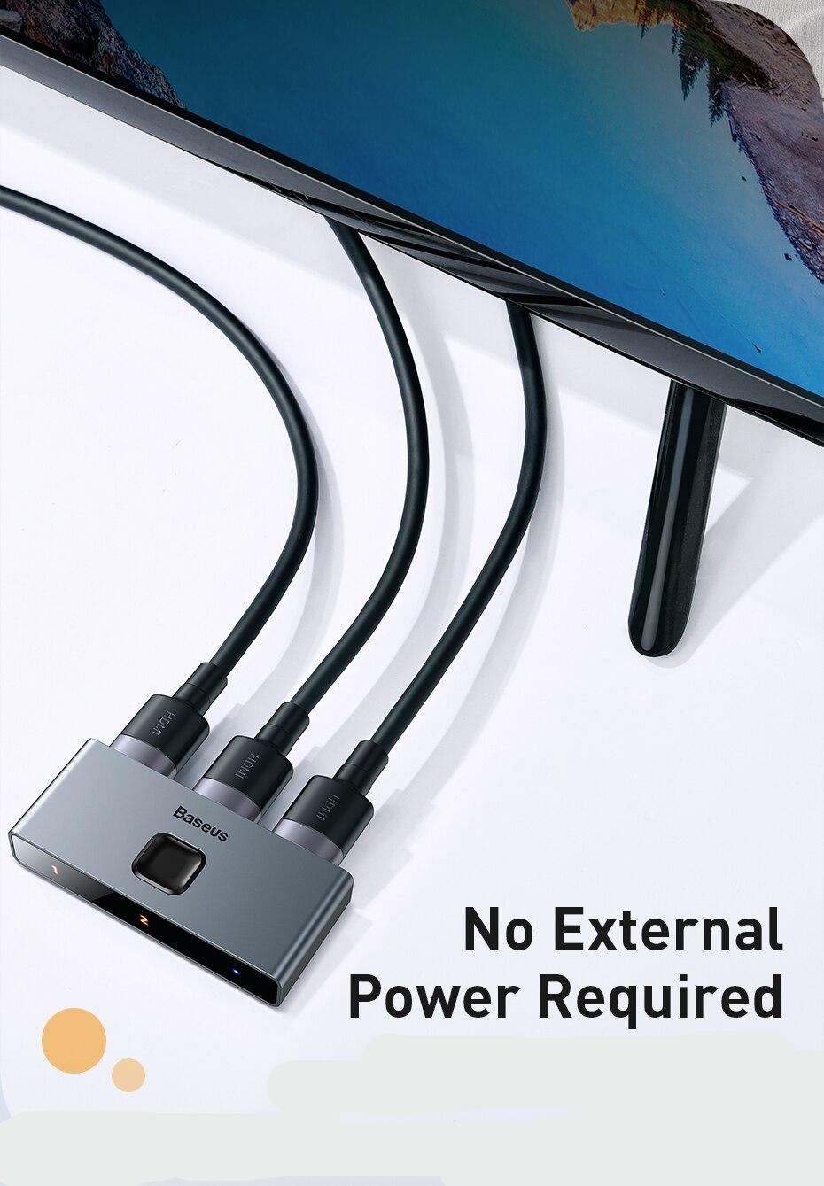 Baseus – commutateur 4khd 2 en 1 4K, adaptateur bidirectionnel, convertisseur séparateur, compatible HDMI, pour PS4, boîtier TV, PC