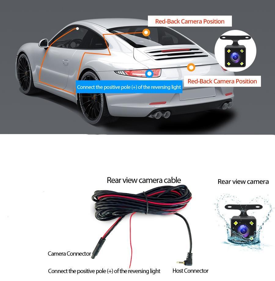 Caméra de rétroviseur Dvr pour voiture, 4.3 pouces FHD 1080P, enregistreur vidéo automatique avec double objectif