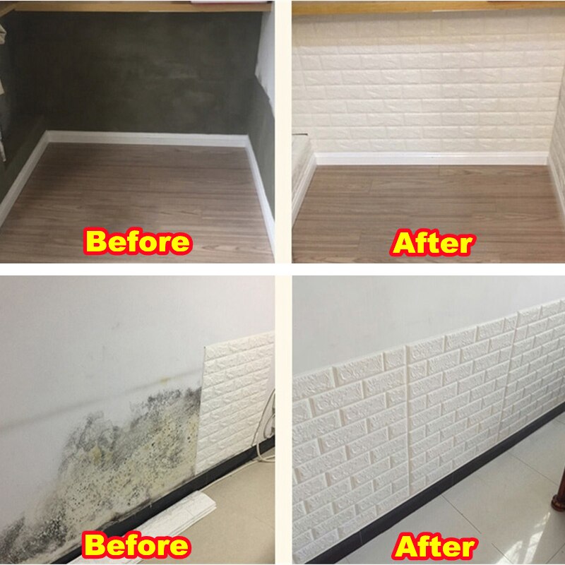 Autocollant mural 3D Imitation brique, décoration de chambre à coucher, papier peint auto-adhésif imperméable pour salon cuisine arrière-plan de la télévision 10 pièces